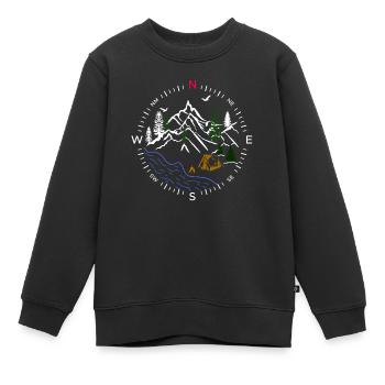 Forest Wald Kompass Fluss Zelten Zelt Wälder Natur - Kinder Premium Organic Sweatshirt - Schwarz - Vorne - AI Model Kid Female (0cm)