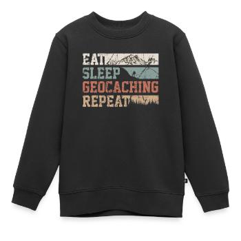 Geocaching EAT SLEEP REPEAT Geocacher Cache Natur - Kinder Premium Organic Sweatshirt - Schwarz - Vorne - AI Model Kid Female (0cm)
