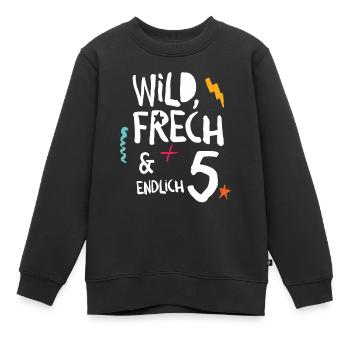 Wild Frech & Endlich 5. Kind fünfter Geburtstag - Kinder Premium Organic Sweatshirt - Schwarz - Vorne - AI Model Kid Female (0cm)