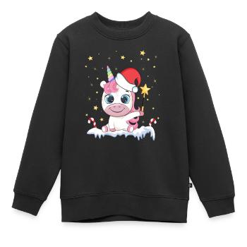 Einhorn Maske Weihnachten Quarantäne Mundschutz - Kinder Premium Organic Sweatshirt - Schwarz - Vorne - AI Model Kid Female (0cm)