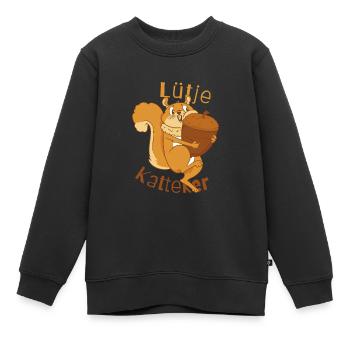 Lütje Katteker Écureuil bas-allemand - Sweat Premium enfant bio - noir - Devant - AI Model Kid Female (0cm)