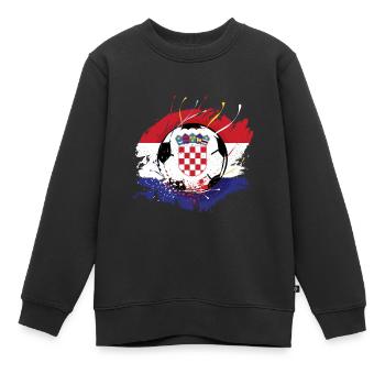 Kroatischer Fußball Kroatien Fahne Grunge Futbol - Kinder Premium Organic Sweatshirt - Schwarz - Vorne - AI Model Kid Female (0cm)