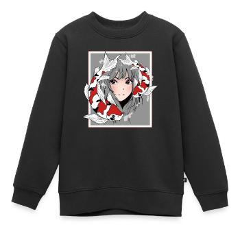Manga Anime Otaku Koi - Sweat Premium enfant bio - noir - Devant - AI Model Kid Female (0cm)