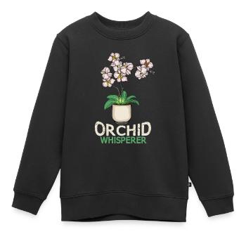 Orchidée Cadeau Femmes Fleur Fleuriste Orchidée - Sweat Premium enfant bio - noir - Devant - AI Model Kid Female (0cm)