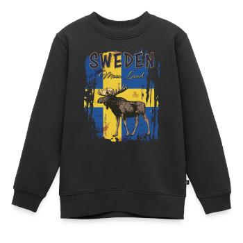 Sweden - Schweden - Sverige - Moose - Kinder Premium Organic Sweatshirt - Schwarz - Vorne - AI Model Kid Female (0cm)
