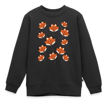 Renard roux en automne renard roux - Sweat Premium enfant bio - noir - Devant - AI Model Kid Female (0cm)