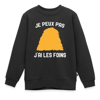 Je Peux Pas J'ai Les Foins Humour Agriculteur - Sweat Premium enfant bio - noir - Devant - AI Model Kid Female (0cm)