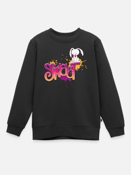 Grafitti Konijn Sweet2 - Kinder Premium sweater biologisch - zwart