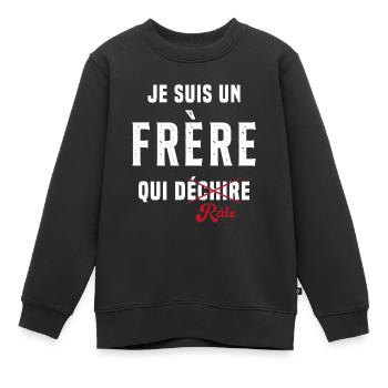Frère râleur cadeau drôle humour rigolo - Sweat Premium enfant bio - noir - Devant - AI Model Kid Female (0cm)