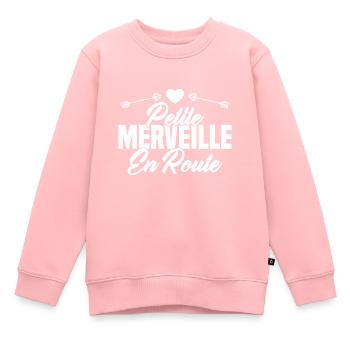 Femme Petite Merveille En Route Future Grossesse - Sweat Premium enfant bio - rose - Devant - AI Model Kid Female (0cm)