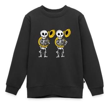 Sousaphone Player Skeleton Music Big Band Sousaphone - Sweat Premium enfant bio - noir - Devant - AI Model Kid Female (0cm)
