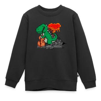 Dinosaurier Musiker Big Band Orchester Kontrabass - Kinder Premium Organic Sweatshirt - Schwarz - Vorne - AI Model Kid Female (0cm)