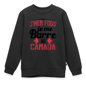 J'men fous je me barre au canada - Sweat Premium enfant bio - noir - Devant - AI Model Kid Female (0cm)