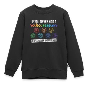 Reiki - Sweat Premium enfant bio - noir - Devant - AI Model Kid Female (0cm)