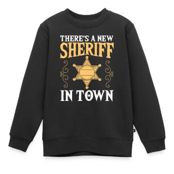 Il y a un nouveau shérif en ville Shérif adjoint - Sweat Premium enfant bio - noir - Devant - AI Model Kid Female (0cm)
