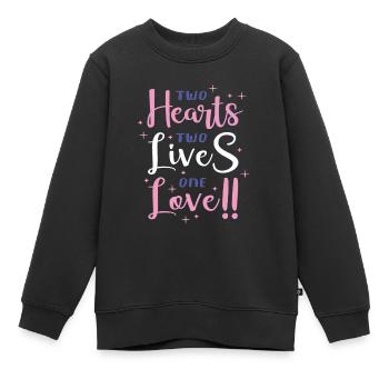 Zwei Herzen, zwei Leben, eine Liebe - Kinder Premium Organic Sweatshirt - Schwarz - Vorne - AI Model Kid Female (0cm)