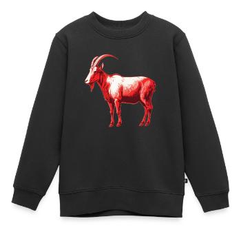 Chèvre rouge et blanc - Sweat Premium enfant bio - noir - Devant - AI Model Kid Female (0cm)