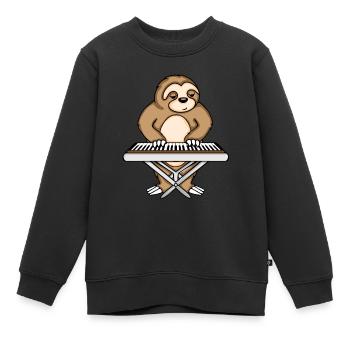 Sloth Keyboard Player Music Kids Keyboard - Kids Premium Organic Sweatshirt - black - Front - AI Model Kid Female (0cm)