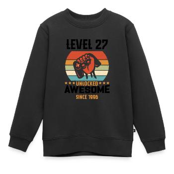 Level 27 Komplettes Geburtstagsgeschenk von 1996 - Kinder Premium Organic Sweatshirt - Schwarz - Vorne - AI Model Kid Female (0cm)