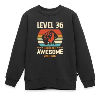 Level 36 komplettes Geburtstagsgeschenk von 1987 - Kinder Premium Organic Sweatshirt - Schwarz - Vorne - AI Model Kid Female (0cm)