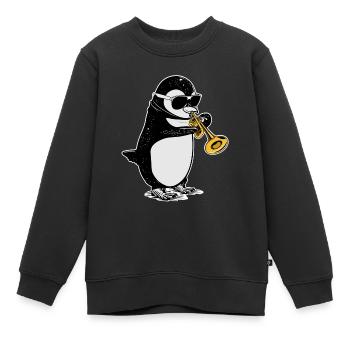 Penguin Trumpet Gift Kids Big Band Music - Sweat Premium enfant bio - noir - Devant - AI Model Kid Female (0cm)