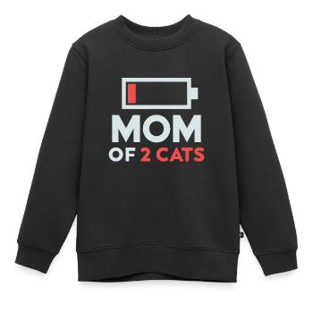 mutter von 2 katzen humor batterie niedrig geschenk - Kinder Premium Organic Sweatshirt - Schwarz - Vorne - AI Model Kid Female (0cm)