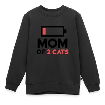 mutter von 2 katzen humor batterie niedrig geschenk - Kinder Premium Organic Sweatshirt - Schwarz - Vorne - AI Model Kid Female (0cm)