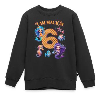 Mermaid Anniversaire 6 ans - Sweat Premium enfant bio - noir - Devant - AI Model Kid Female (0cm)