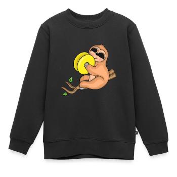 Faultier Musik Becken Instrument Orchester Kinder - Kinder Premium Organic Sweatshirt - Schwarz - Vorne - AI Model Kid Female (0cm)