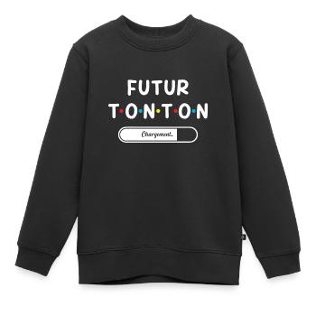Homme Annonce Grossesse Tonton Futur Tonton - Sweat Premium enfant bio - noir - Devant - AI Model Kid Female (0cm)