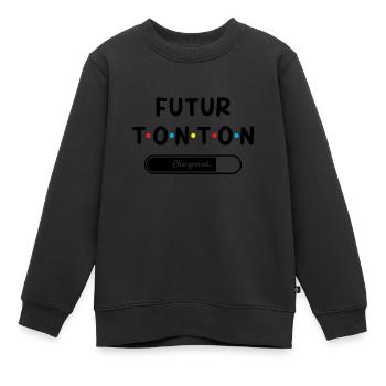 Homme Annonce Grossesse Tonton Futur Tonton - Sweat Premium enfant bio - noir - Devant - AI Model Kid Female (0cm)