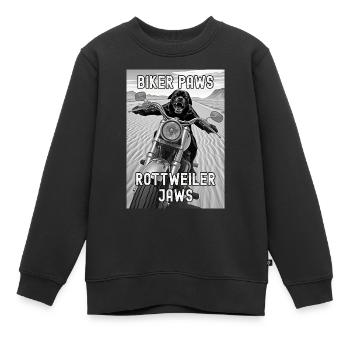 Rottweiler-Hund fährt Motorrad in der Wüste - Kinder Premium Organic Sweatshirt - Schwarz - Vorne - AI Model Kid Female (0cm)