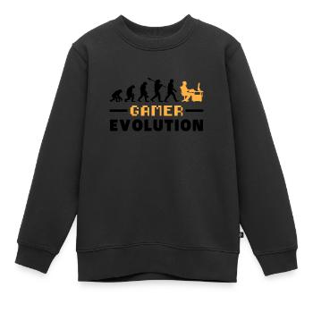 Gamer Evolution Vintage Cadeau - Sweat Premium enfant bio - noir - Devant - AI Model Kid Female (0cm)