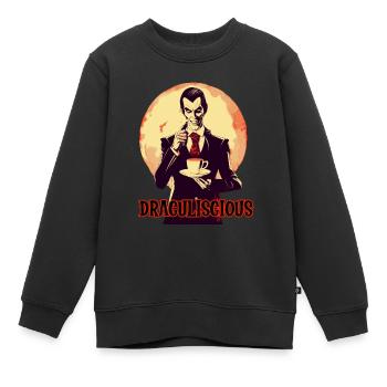 Ein Vampir trinkt nachts Kaffee - Kinder Premium Organic Sweatshirt - Schwarz - Vorne - AI Model Kid Female (0cm)