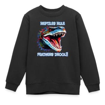Tête de reptile, Règle des reptiles, Bave de plumes - Sweat Premium enfant bio - noir - Devant - AI Model Kid Female (0cm)