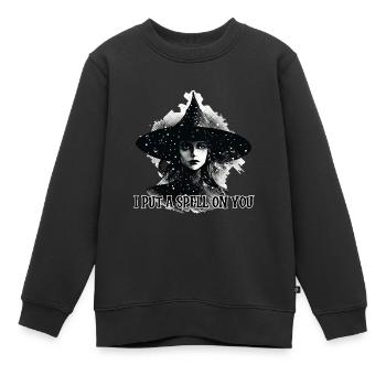 Sorcière, je te jette un sort - Sweat Premium enfant bio - noir - Devant - AI Model Kid Female (0cm)