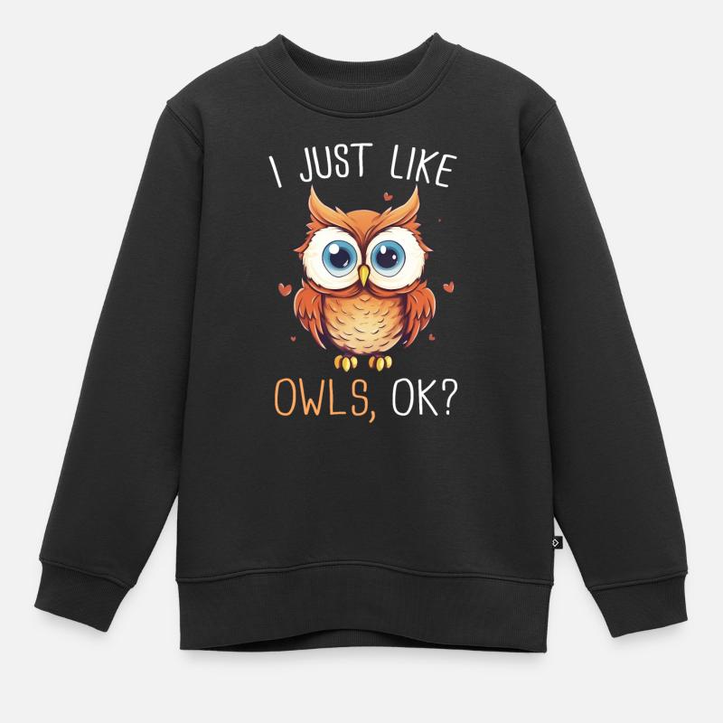 Eule Vogel Tier Eulen - Kinder Premium Organic Sweatshirt - Schwarz