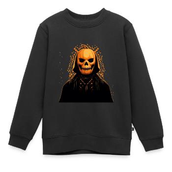 Kürbiskopf-Bösewicht mit Umhang. Halloween - Kinder Premium Organic Sweatshirt - Schwarz - Vorne - AI Model Kid Female (0cm)