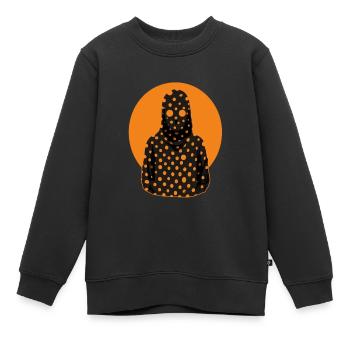 Gespenstischer Mann mit gepunkteter Kapuze - Kinder Premium Organic Sweatshirt - Schwarz - Vorne - AI Model Kid Female (0cm)