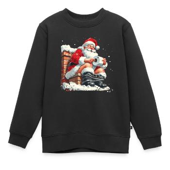 Père Noël assis sur les toilettes cheminées - Sweat Premium enfant bio - noir - Devant - AI Model Kid Female (0cm)
