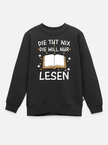 Buch Lesen Bücher Buch Nerd Bücherwurm - Kinder Premium Organic Sweatshirt - Schwarz