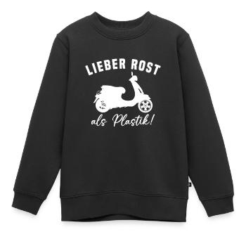 Lieber Rost als Plastic - Kinder Premium Organic Sweatshirt - Schwarz - Vorne - AI Model Kid Female (0cm)