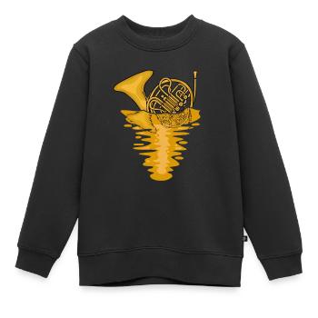Waldhornspieler Musik Blaskapelle Waldhorn - Kinder Premium Organic Sweatshirt - Schwarz - Vorne - AI Model Kid Female (0cm)