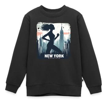 Läuferin Skyline NYC - Kinder Premium Organic Sweatshirt - Schwarz - Vorne - AI Model Kid Female (0cm)