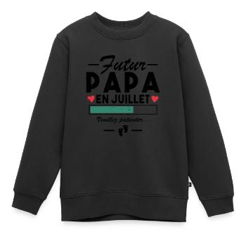 Werdender Papa im Juli Schwangerschaftsankündigung an Papa - Kinder Premium Organic Sweatshirt - Schwarz - Vorne - AI Model Kid Female (0cm)