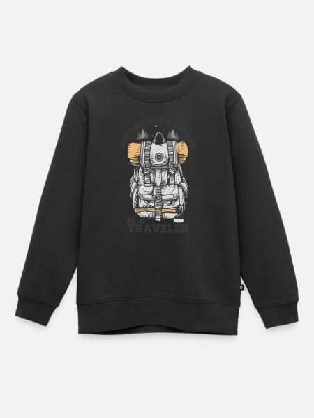 Ne soyez pas seulement un touriste, soyez un voyageur - Sweat Premium enfant bio - noir
