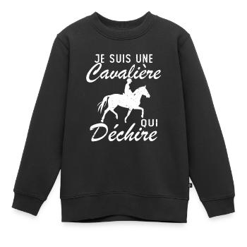 Ich bin ein Reiter, der Geschenke zerreißt - Kinder Premium Organic Sweatshirt - Schwarz - Vorne - AI Model Kid Female (0cm)