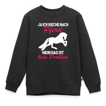 Ja ich rieche nach Pferd Nein das ist kein - Kinder Premium Organic Sweatshirt - Schwarz - Vorne - AI Model Kid Female (0cm)
