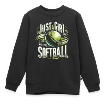 Softball Sport Softball Spieler - Kinder Premium Organic Sweatshirt - Schwarz - Vorne - AI Model Kid Female (0cm)