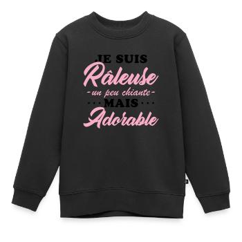 Mürrisches, aber liebenswertes personalisiertes Humorgeschenk - Kinder Premium Organic Sweatshirt - Schwarz - Vorne - AI Model Kid Female (0cm)